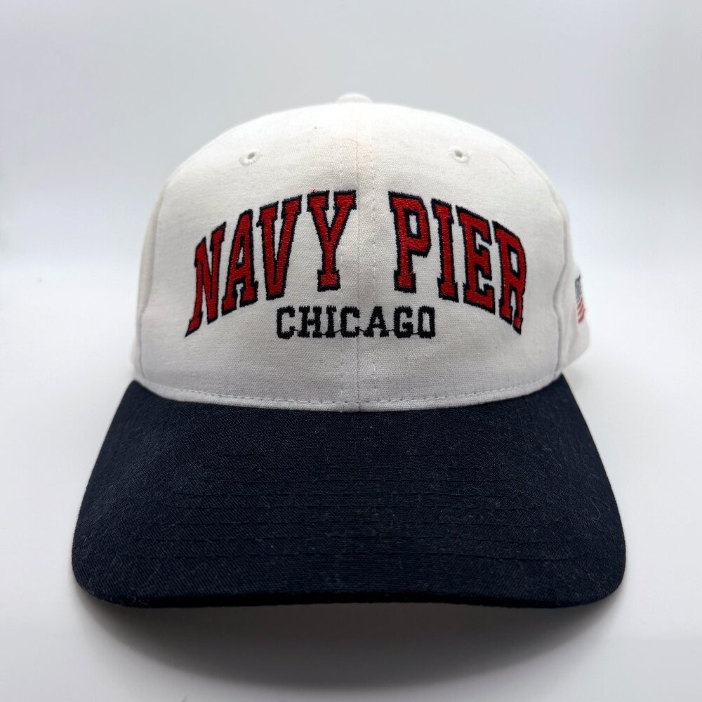 Chicago Navy Pier Town Talk Hat - Side Flag Patch - Vintage